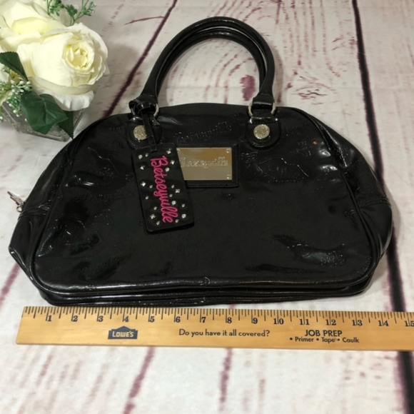 Betsey Johnson betseyville black patent leather dome satchel - Picture 4 of 11